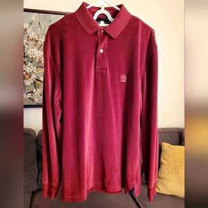 Tommy Hilfiger Velor red long sleeve collard Shirt. Size large